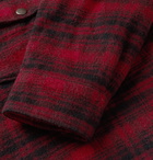 SAINT LAURENT - Checked Faux Shearling-Lined Wool-Blend Jacket - Red