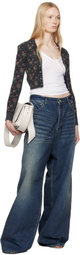 Alexander Wang Black Floral-Print Waffle Knit Cardigan