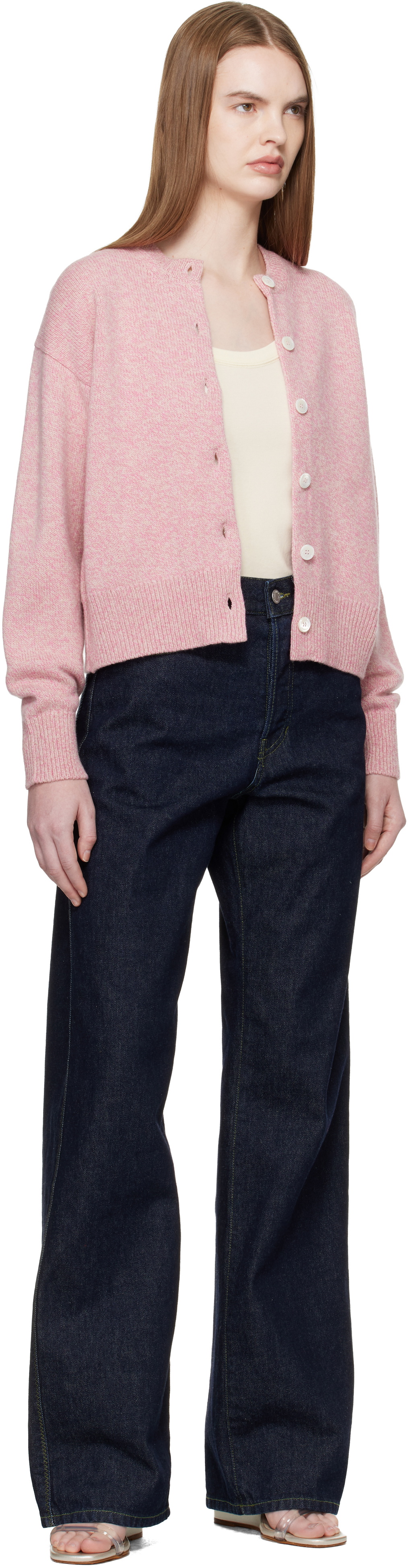 &Daughter Pink Ada Crewneck Cardigan