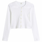 LESET Women's Pointelle Crop Cardigan in White