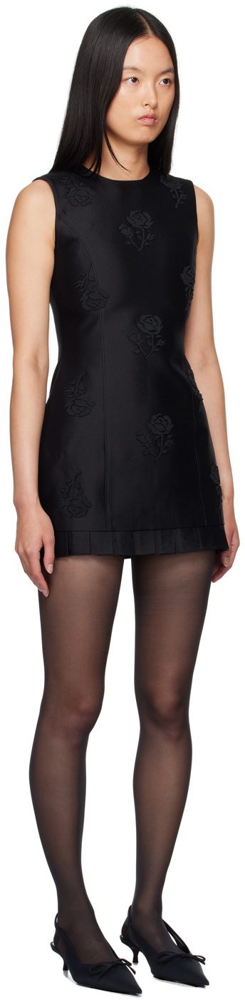 black evening dress with sleeves Flower Applique Dress main image 1