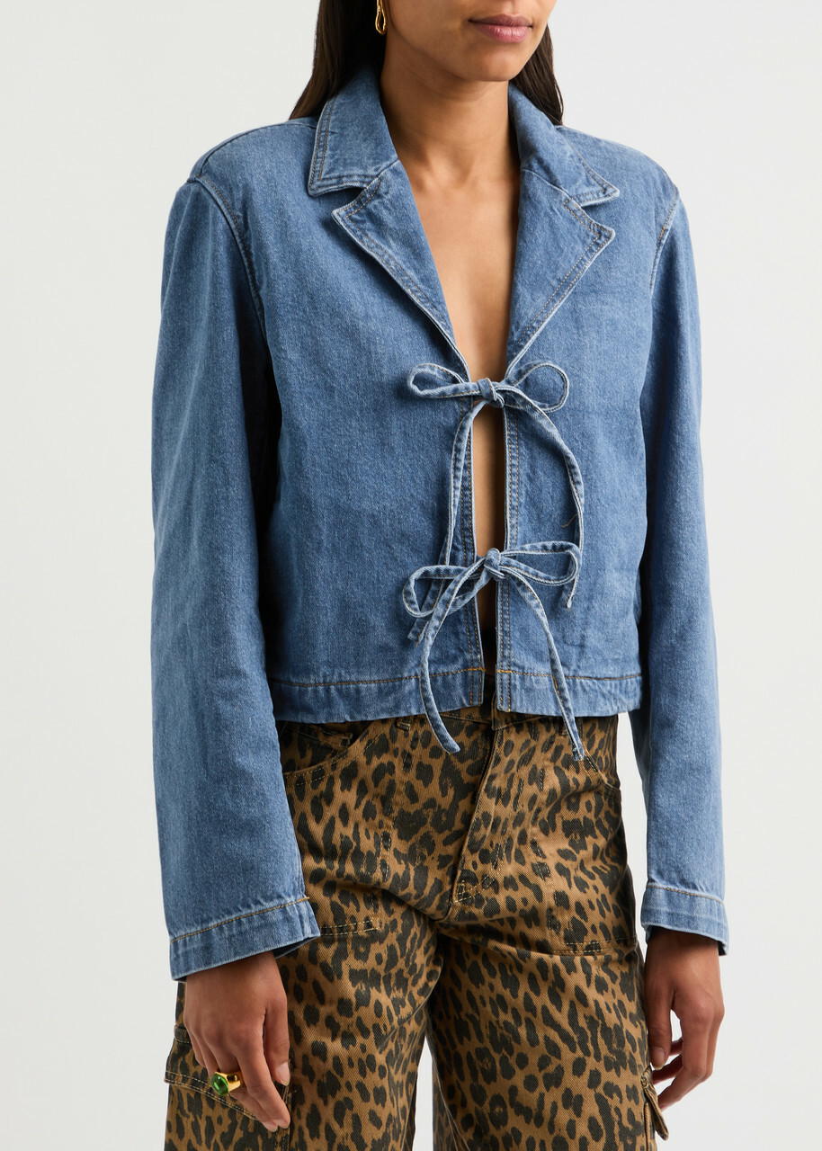 Kitri Cressida Tie-front Denim Blazer