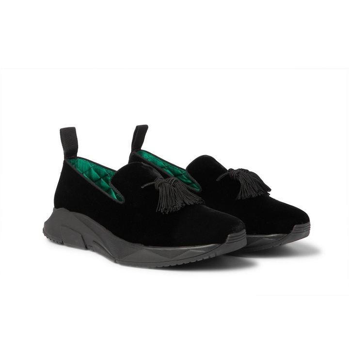 Photo: TOM FORD - Tuner Velvet Tasselled Slip-On Sneakers - Black