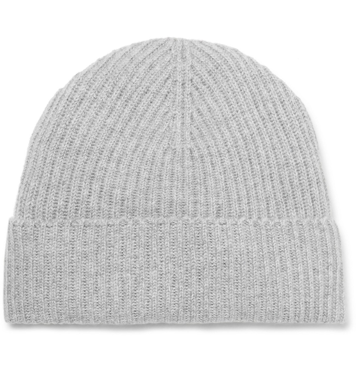 Photo: Johnstons of Elgin - Ribbed Mélange Cashmere Beanie - Silver