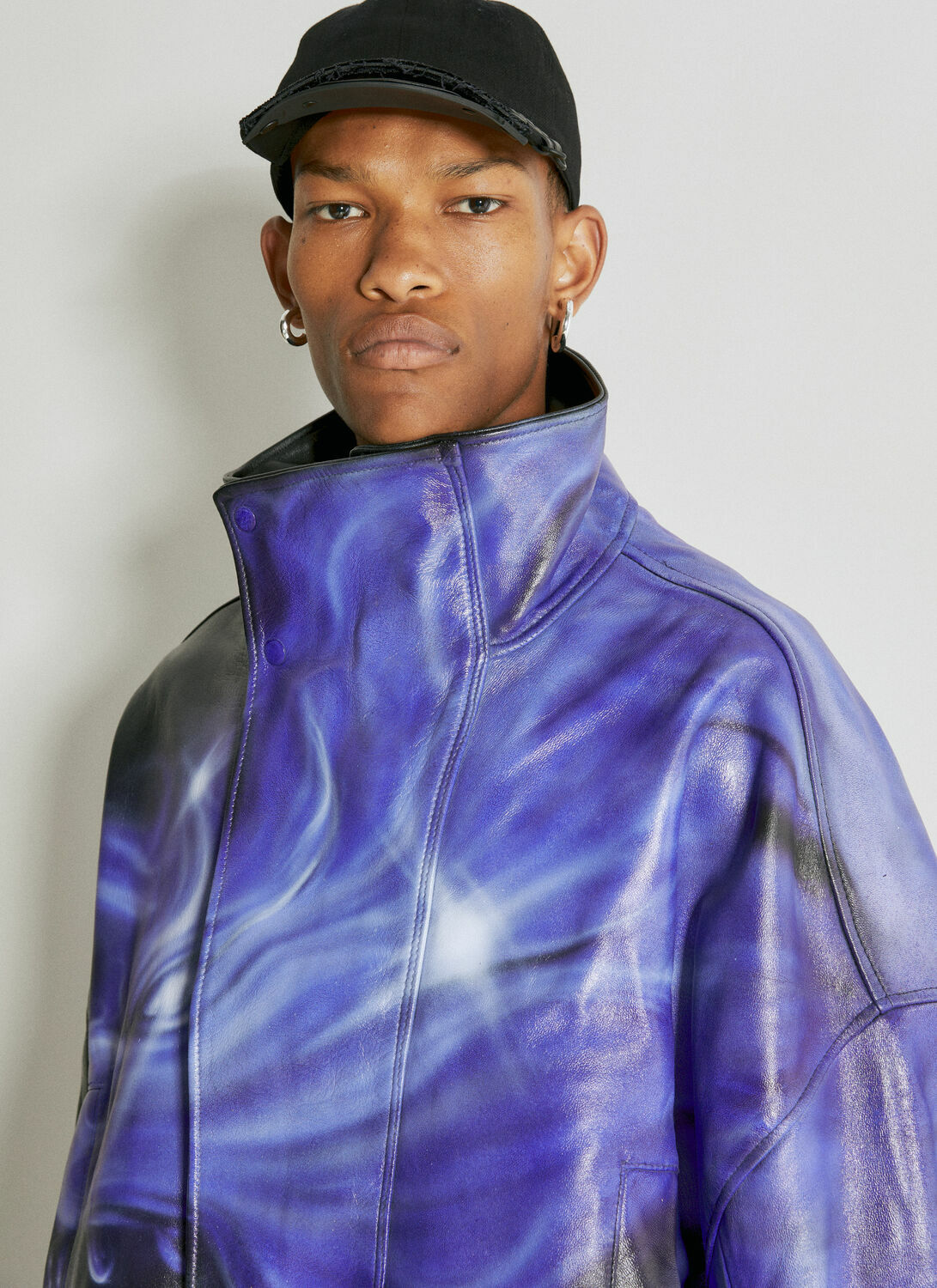 Gerrit Jacob Oversized High Neck Leather Jacket