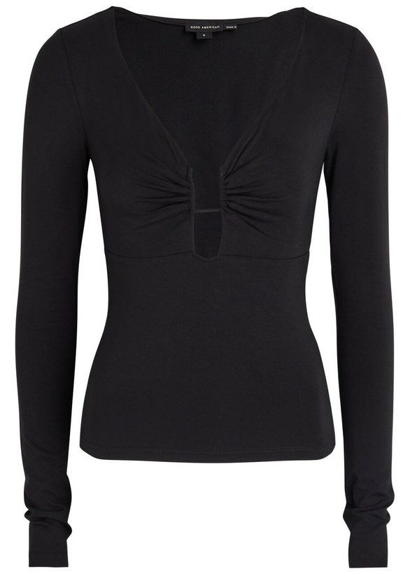Photo: Good American Notched Stretch-jersey top Black
