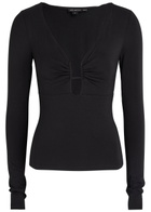 Good American Notched Stretch-jersey top Black