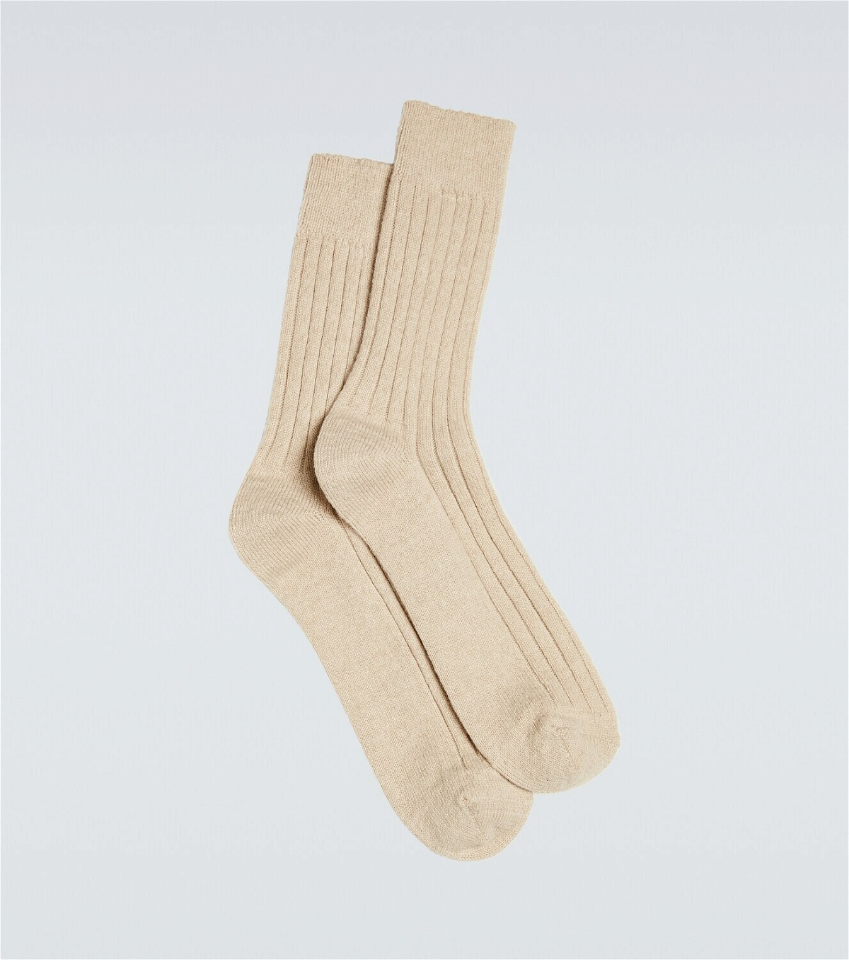 Auralee Ribbed-knit cashmere-blend socks