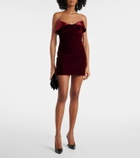 Mugler Satin-trimmed velvet minidress