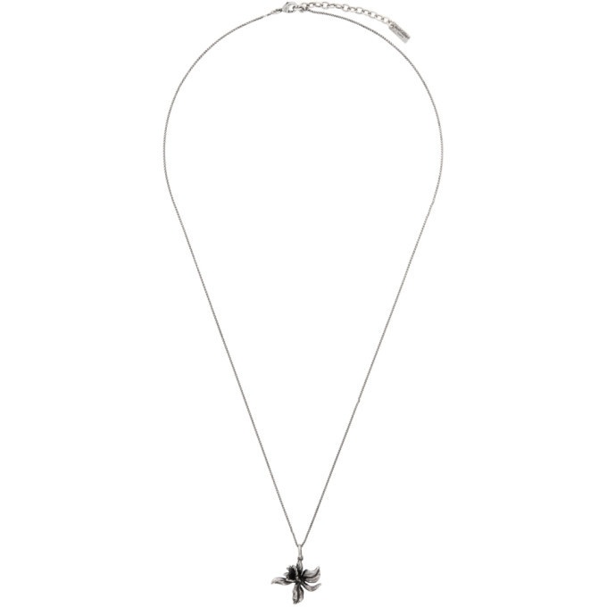 Photo: Saint Laurent Silver Orchid Pendant Necklace