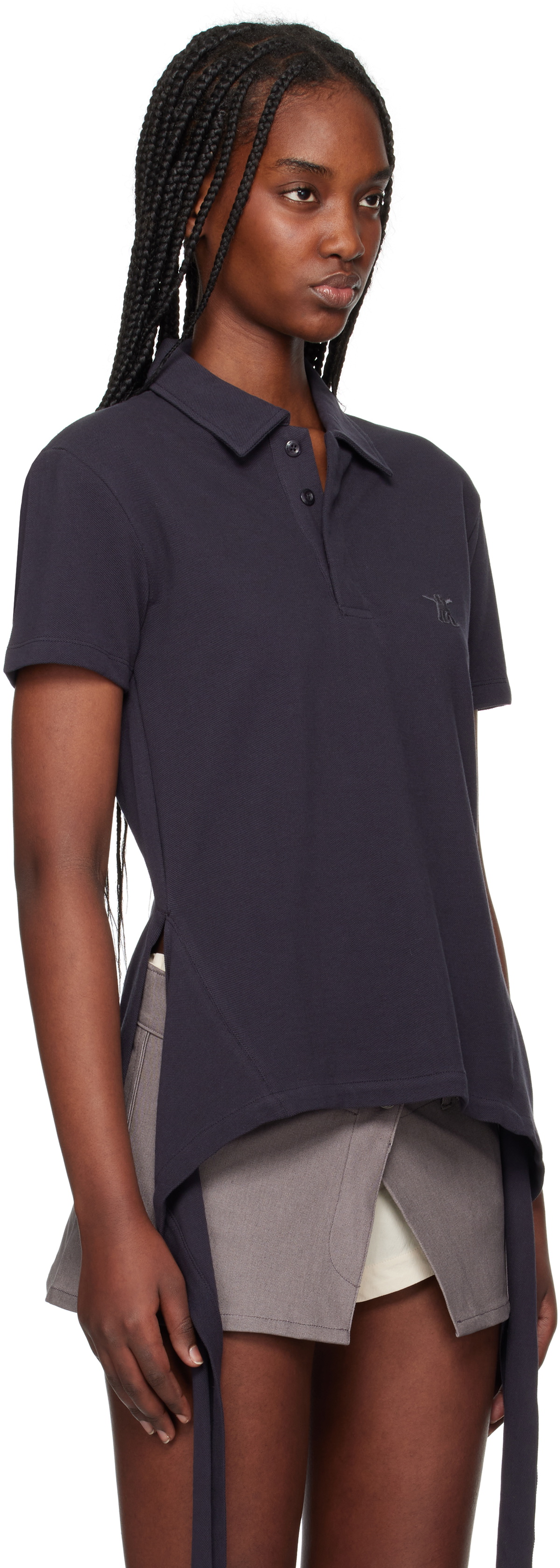 トップス OPEN YY TRIM POLO T-SHIRT, GRAY OPEN YY Gray Trim Polo OPEN YY