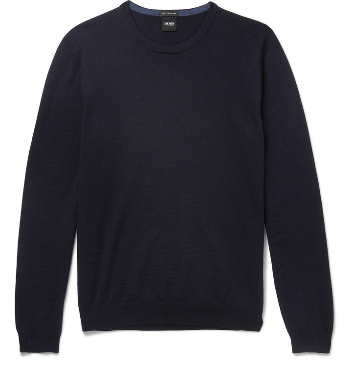 Photo: Hugo Boss - Slim-Fit Virgin Wool Sweater - Blue