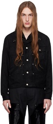 Youth Black Pleated Faux-Suede Jacket
