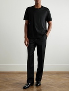 Brioni - Leather-Trimmed Cotton-Jersey T-Shirt - Black