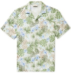 Altea - Camp-Collar Printed Linen Shirt - Green