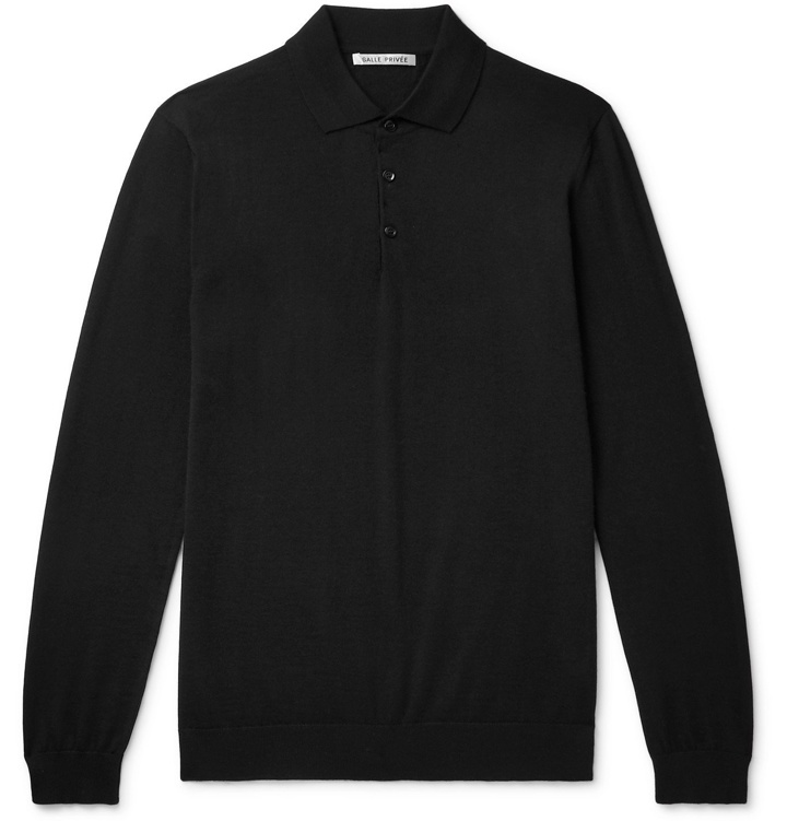 Photo: SALLE PRIVÉE - Slim-Fit Cashmere Polo Shirt - Black