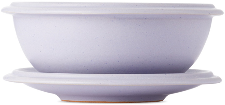 Photo: BKLYN CLAY SSENSE Exclusive Purple Saturn Dinnerwear Cereal Bowl & Eggo Plate Set