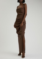 Paris Georgia Raf Gathered Maxi Dress Brown