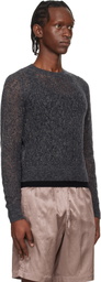 Dries Van Noten Gray Lace Stitch Alpaca Sweater