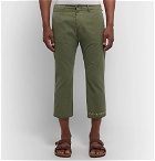 Remi Relief - Studded Cropped Cotton-Twill Chinos - Army green