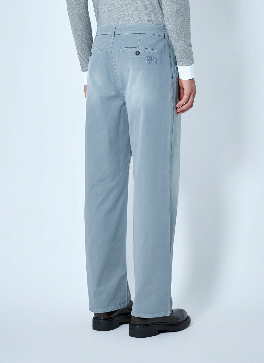Miu Miu Steel Gray Garment-Dyed Twill Pants