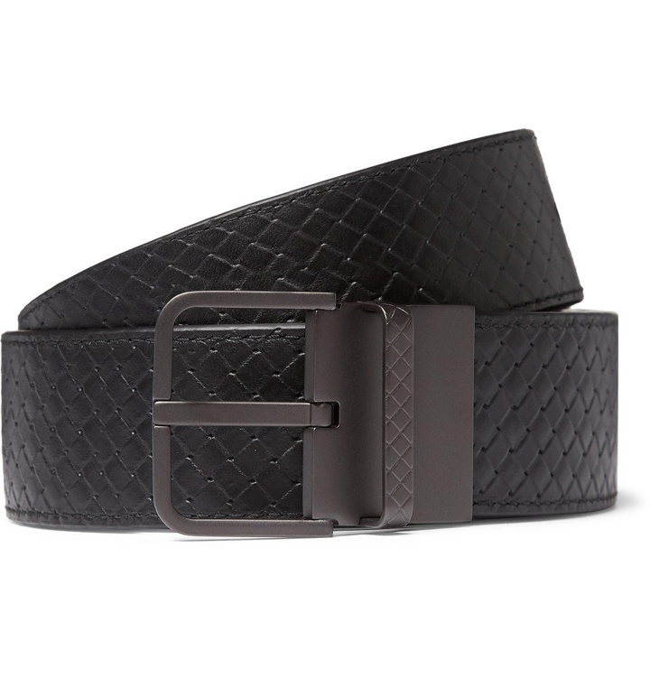 Photo: Bottega Veneta - 3.5cm Black and Blue Reversible Intrecciato Leather Belt - Men - Black