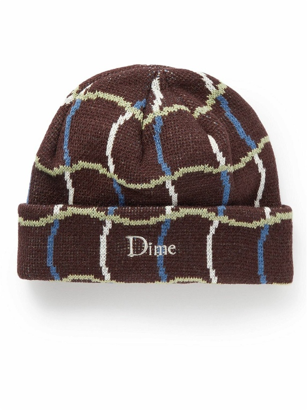 Photo: DIME - Logo-Embroidered Checked Jacquard-Knit Beanie