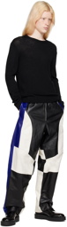 Jil Sander Black & Navy Motocross Leather Pants