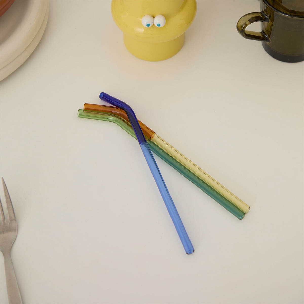 The Conran Shop Santorini Glass Straws - Set of 6 in Multi 