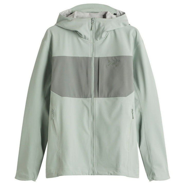 Photo: Arc'teryx Men's Gamma MX Softshell Hoodie in Stone Green/Dark Stone