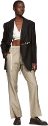 Yuzefi Beige Linen Drawstring Trousers