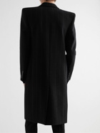 SAINT LAURENT - Pinstriped Wool-Blend Coat - Black