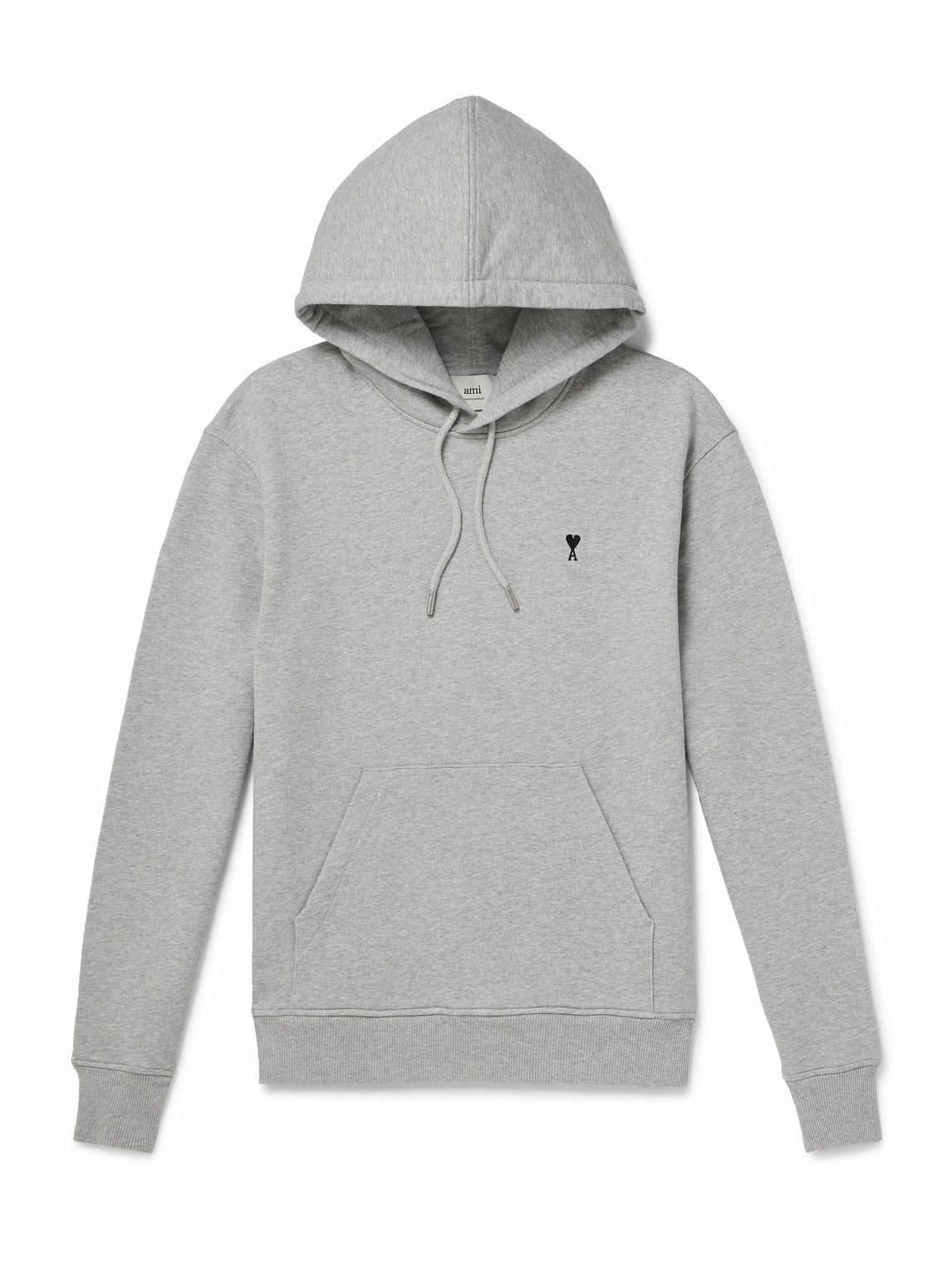 AMI ロゴフーディーパーカー AMI PARIS - Logo-Embossed Cotton-Blend Jersey Hoodie - Green AMI