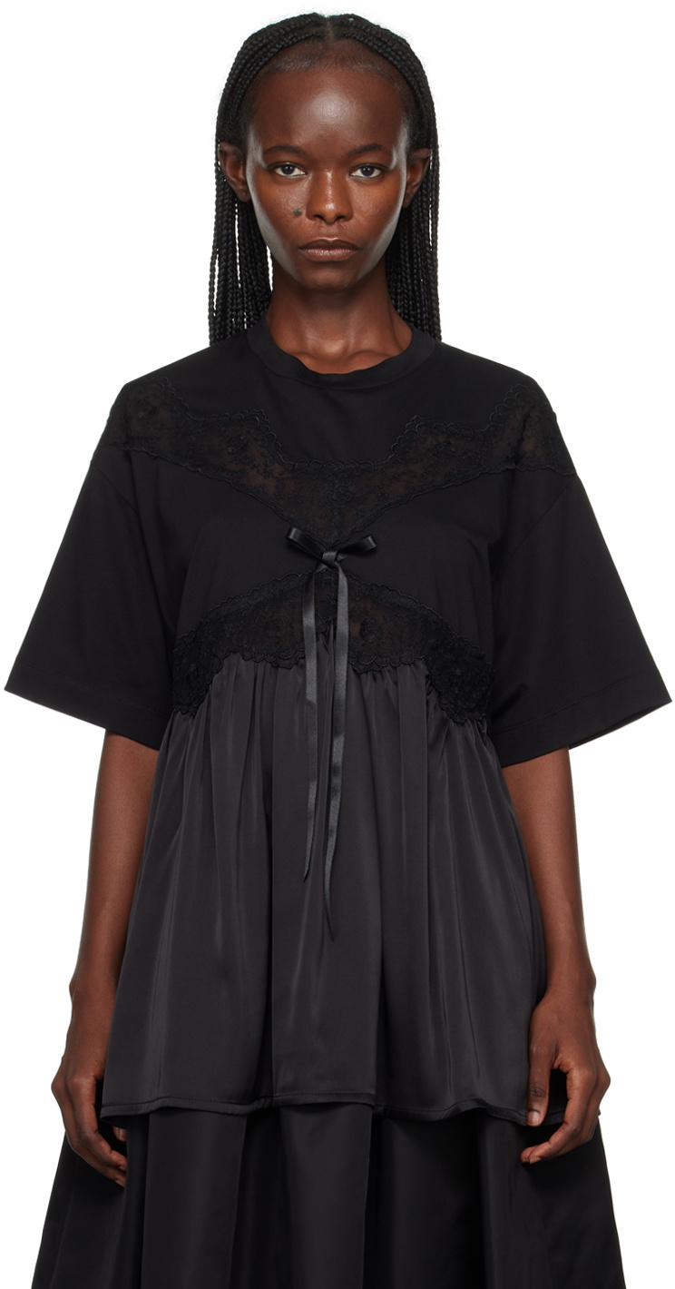 Simone Rocha Black Patchwork T-Shirt Simone Rocha