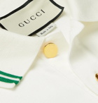 Gucci - Contrast-Tipped Logo-Embroidered Cotton Polo Shirt - Neutrals