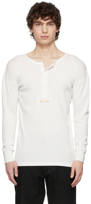 Photo: Maison Margiela Off-White Rib Cotton Polo T-Shirt