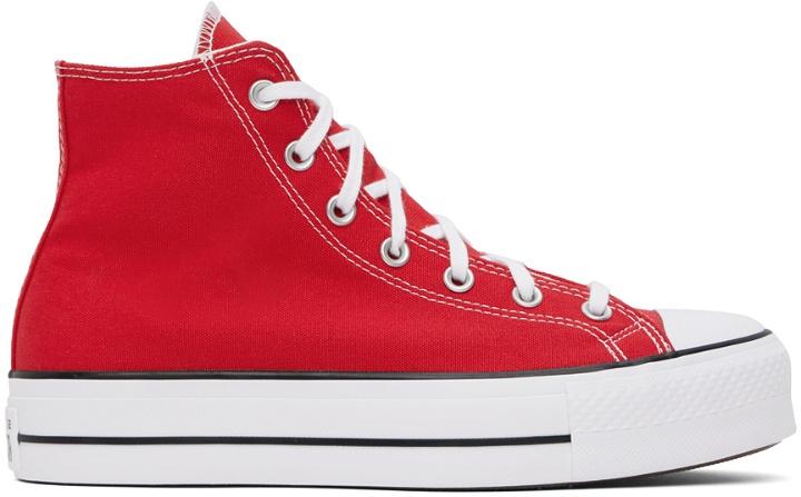 Photo: Converse Red Chuck Taylor All Star Lift Hi Sneakers