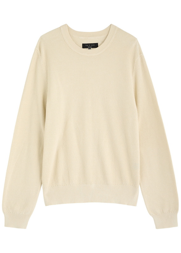 Photo: Rag & Bone Dexter Waffle-knit Cotton Jumper Ecru