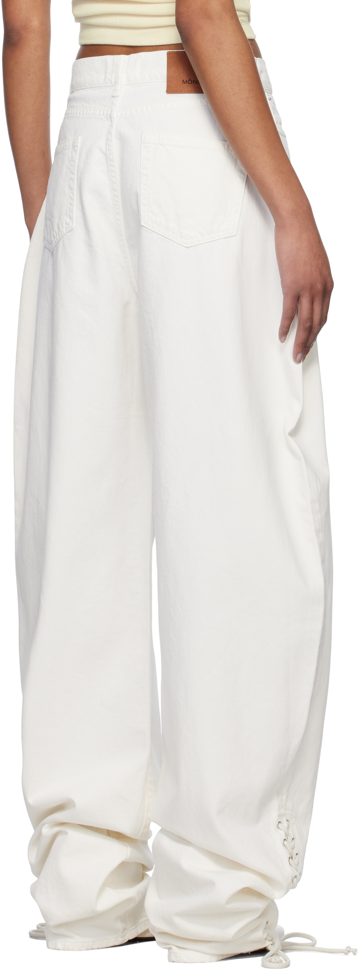 Mônot White Baggy Laced Up Jeans