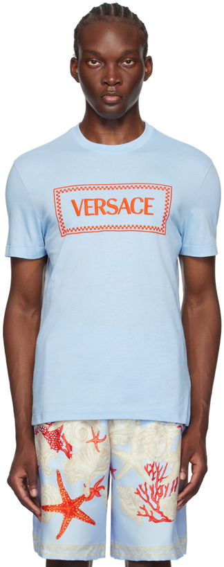 Photo: Versace Blue Embroidered Logo T-Shirt