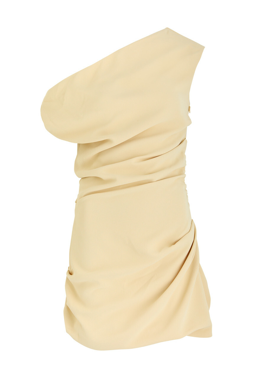 princess polly baby blue dress Paris Georgia Remmy One-shoulder Gathered Mini Dress Cream Paris Georgia