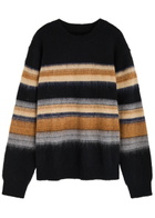 Wax London Wilde Striped Wool-blend Jumper Black