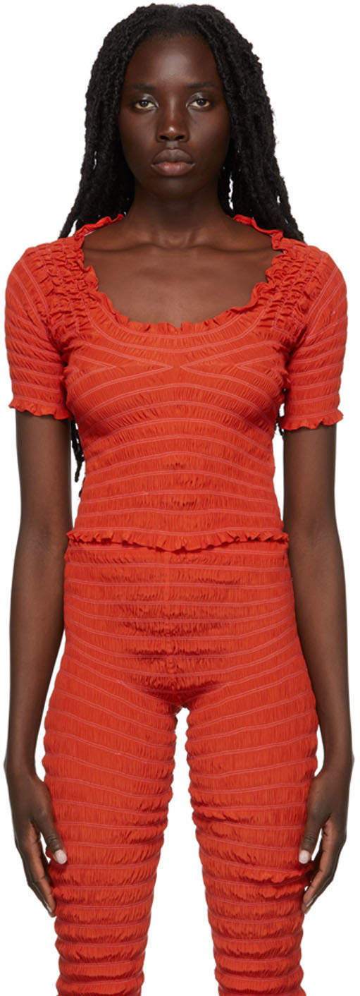 Gauntlett Cheng SSENSE Exclusive Red Linear Elastic T-Shirt