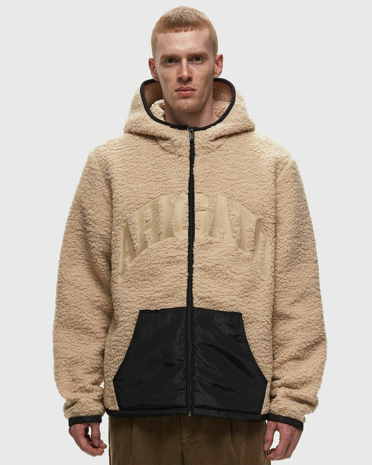 Palace Jacquard Fleece Hooded Jacket Tan/Brown