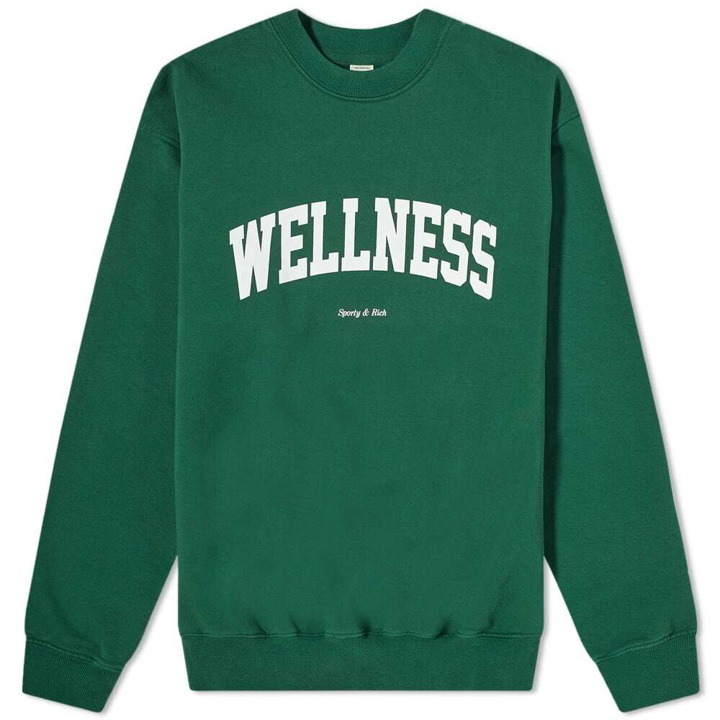 Photo: Sporty & Rich Wellness Ivy Crew Sweat in Racing Green/White