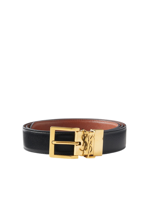 Photo: SAINT LAURENT - 3cm Reversible Leather Belt - Black