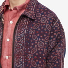 Karu Research Men's Vintage Kantha Work Jacket in Indigo/Red/Gold