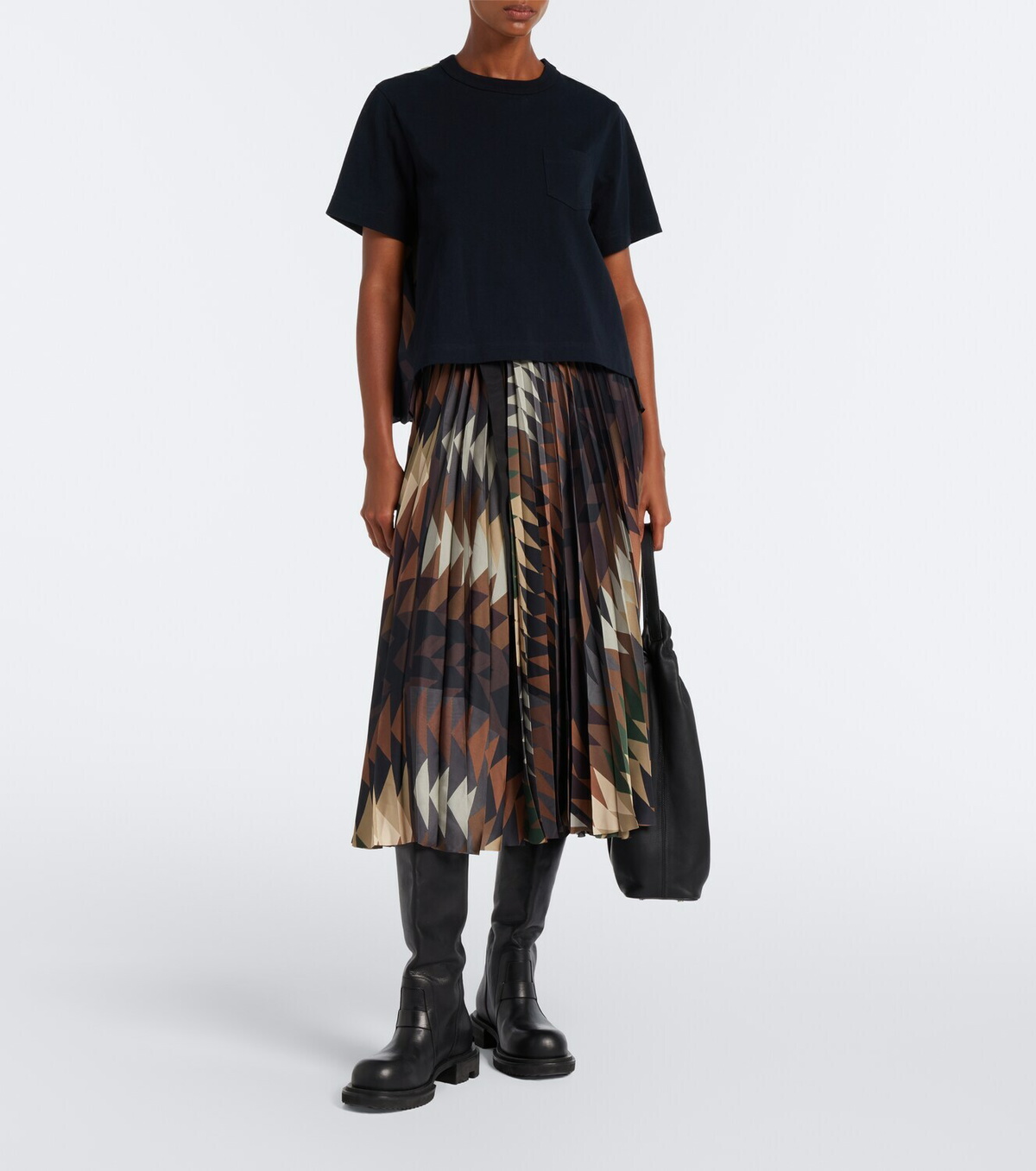 Sacai x A.P.C. pleated cotton T-shirt