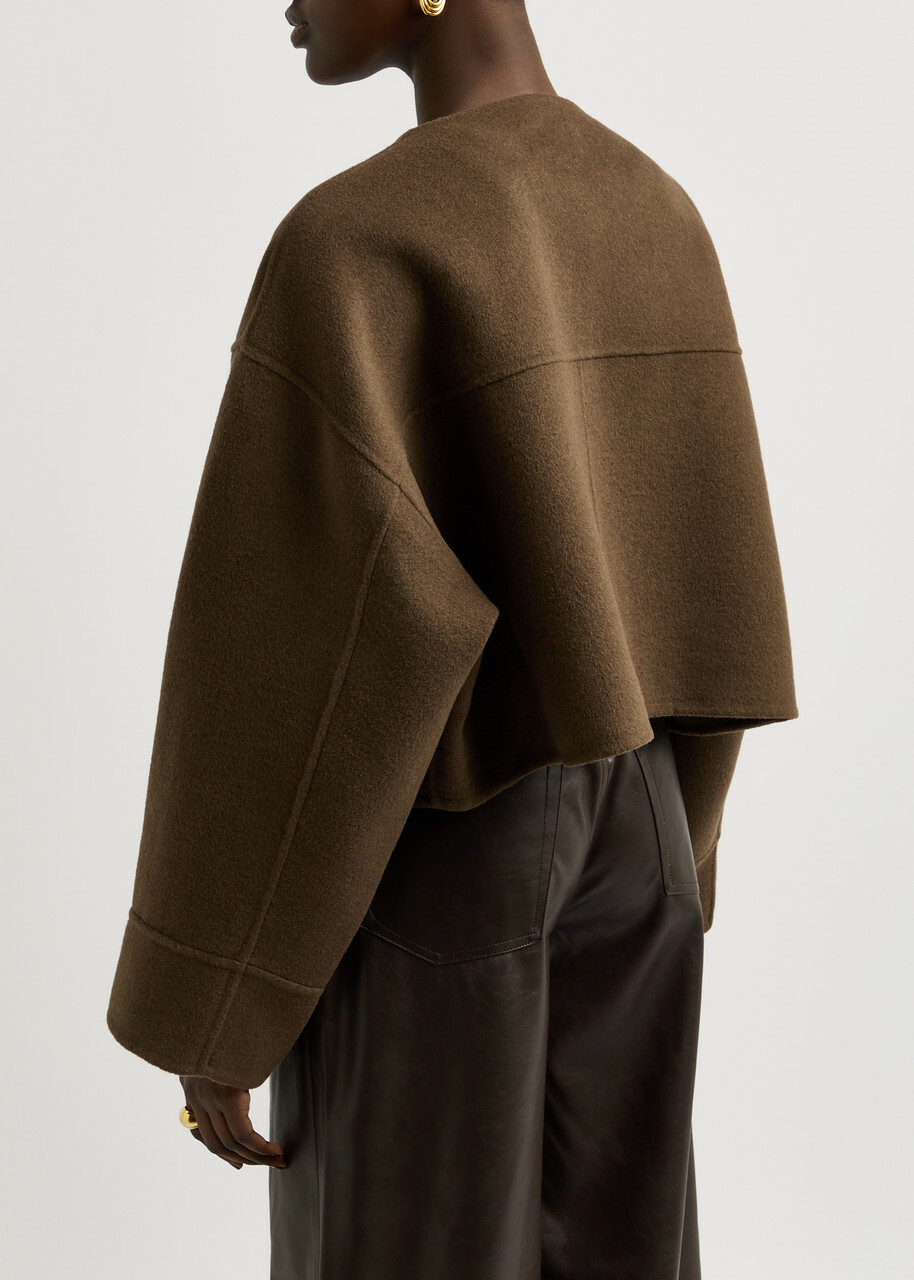 Meotine Karla Cropped Wool-blend Jacket Brown