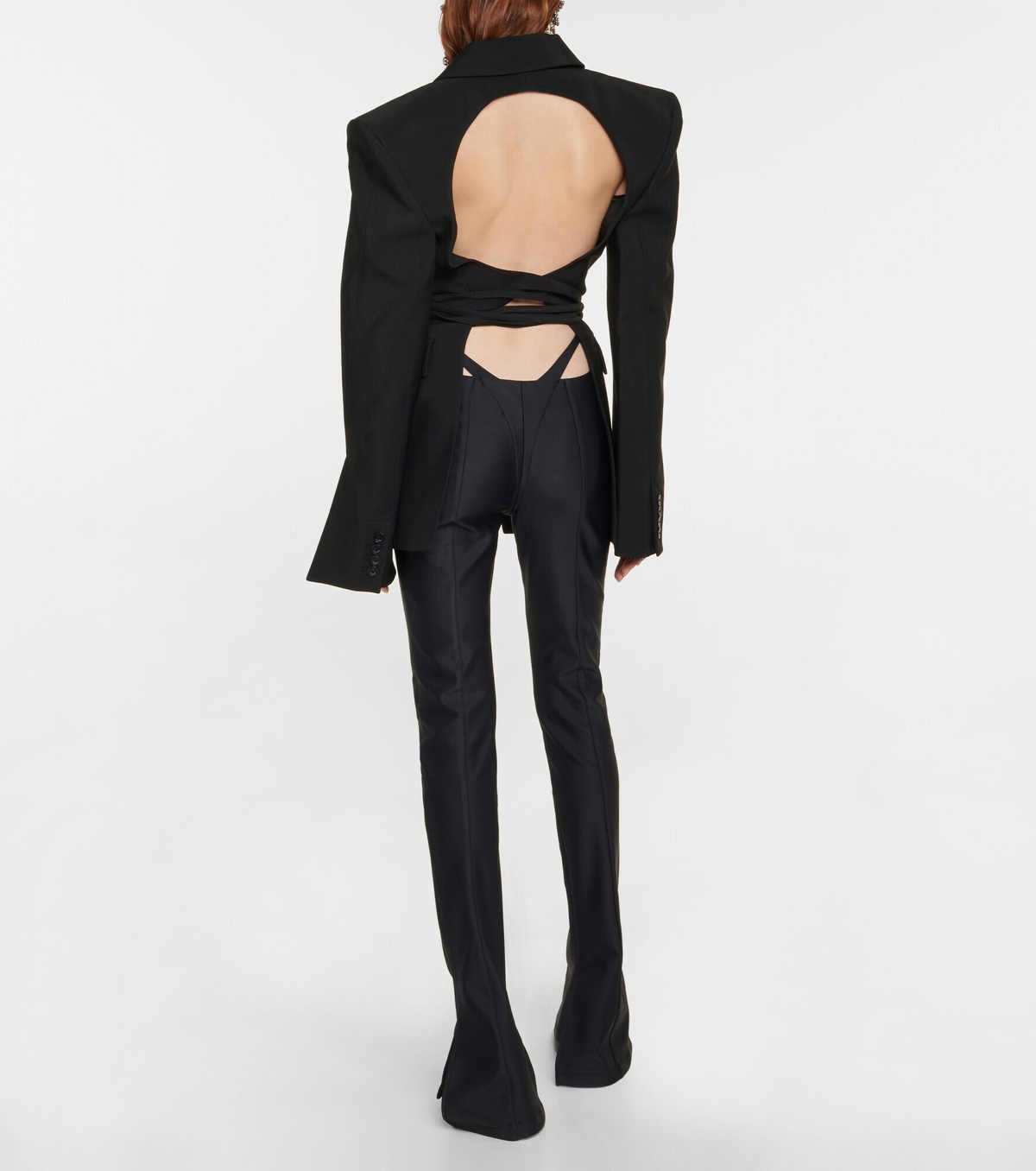 【関税込み】Mugler ブラック フレアパンツ Mugler sheer-panel Flared Trousers | Black | FARFETCH JO